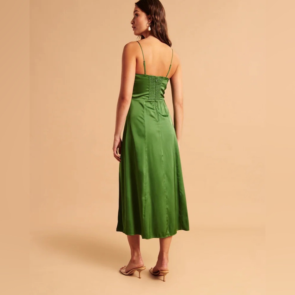 Abercrombie and fitch high slit satin midi dress